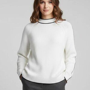 NWT REVOLVE & MINIMALIST lovers COMMENSE white sweater w black piping S